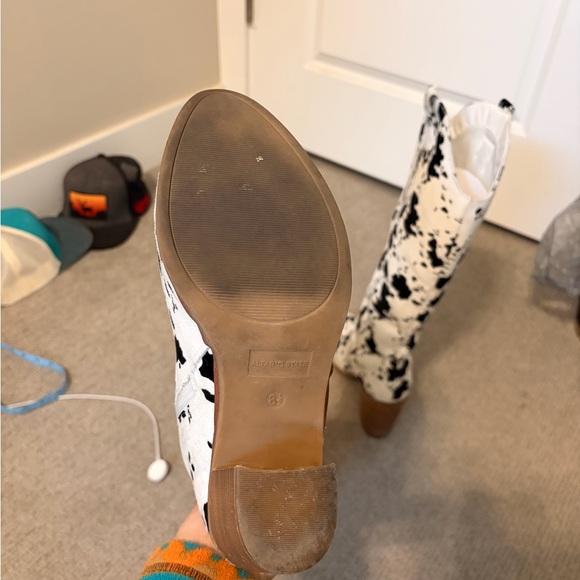 Altar'd State Black and White cow Patterned Heeled tall Boots - Picture 9 of 9